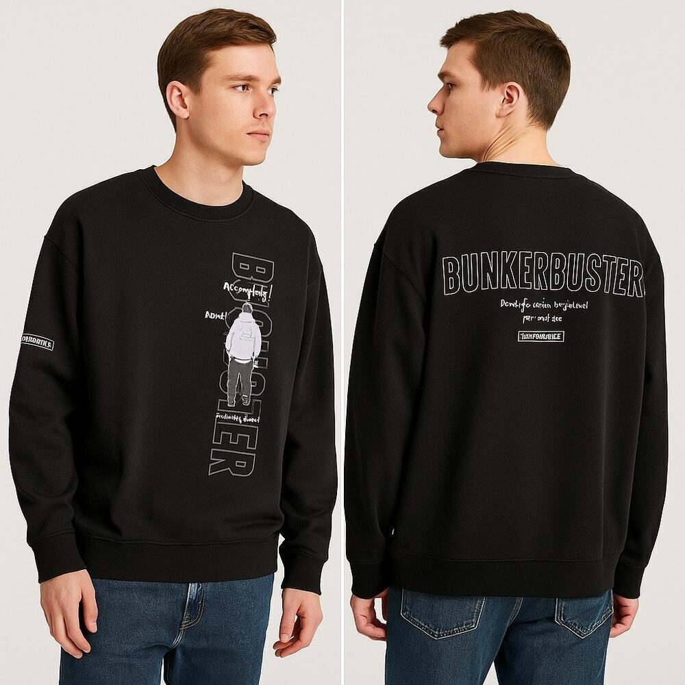 NEW- NWT BKBT Bunker Buster Black Graphic Sweatshirt Size 105 (L/XL Fit)